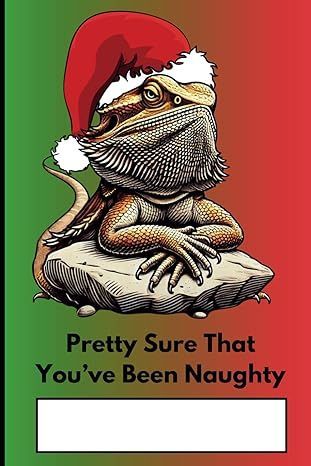 A bearded dragon wearing a santa hat is sitting on a rock.