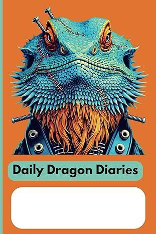 A blue dragon with a beard and nails on its head is on the cover of a daily dragon diaries.