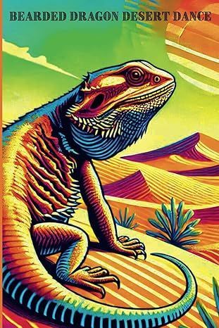 A colorful painting of a bearded dragon in the desert.