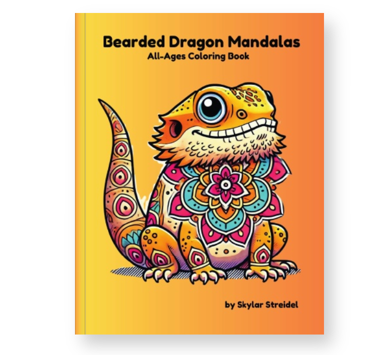 A coloring book with a bearded dragon on the cover
