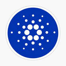 A blue circle with white dots in it on a white background.