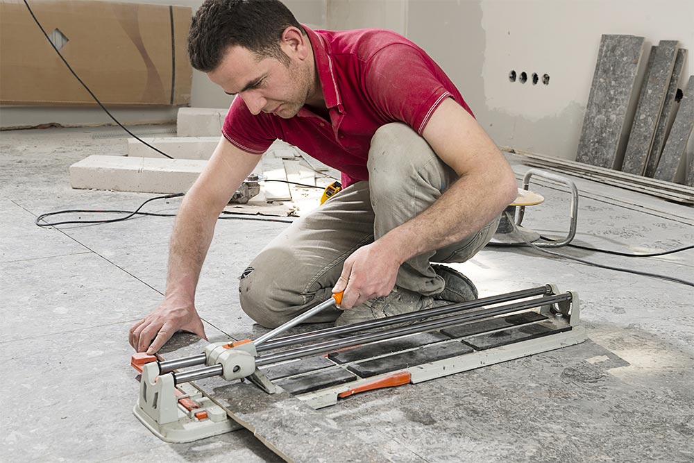 Tile Cutter In Use