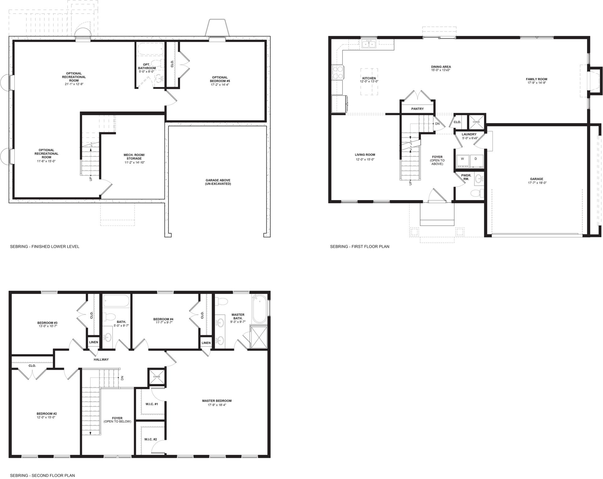 A set of four floor plans for a house on a white background.