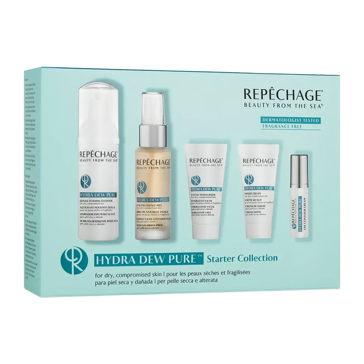 Woman with closed eyes, green facial mask, being treated with brush at a spa.