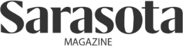 The logo for the sarasota magazine is black and white.