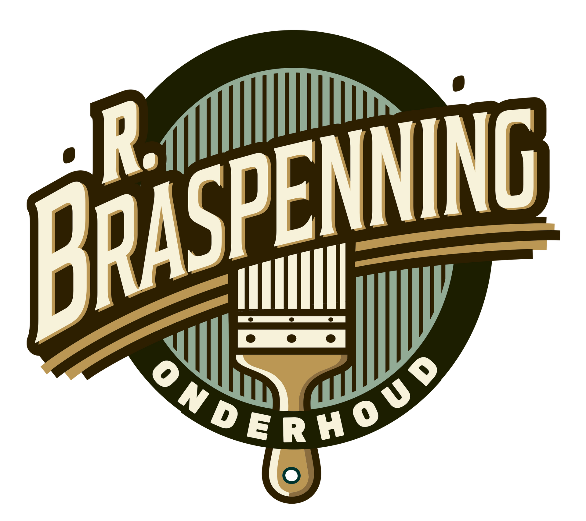 Een logo voor bosvenne met een huis en een rivier op de achtergrond.