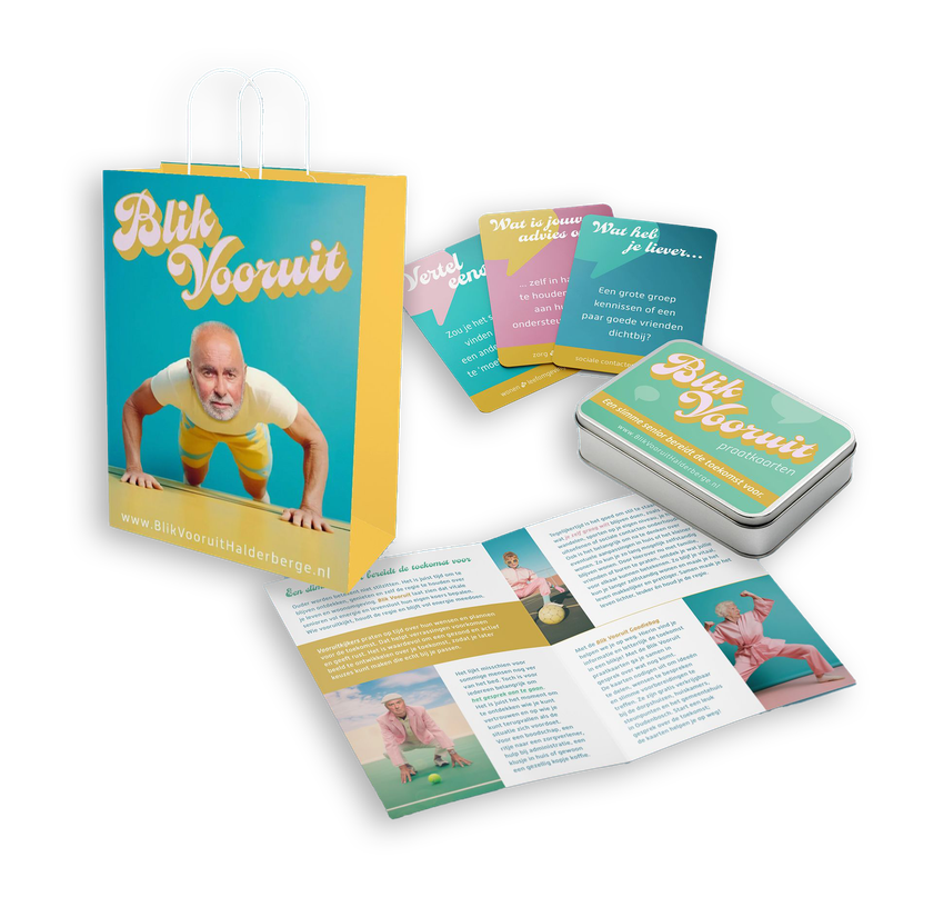 Een geschenkverpakking met het logo van 