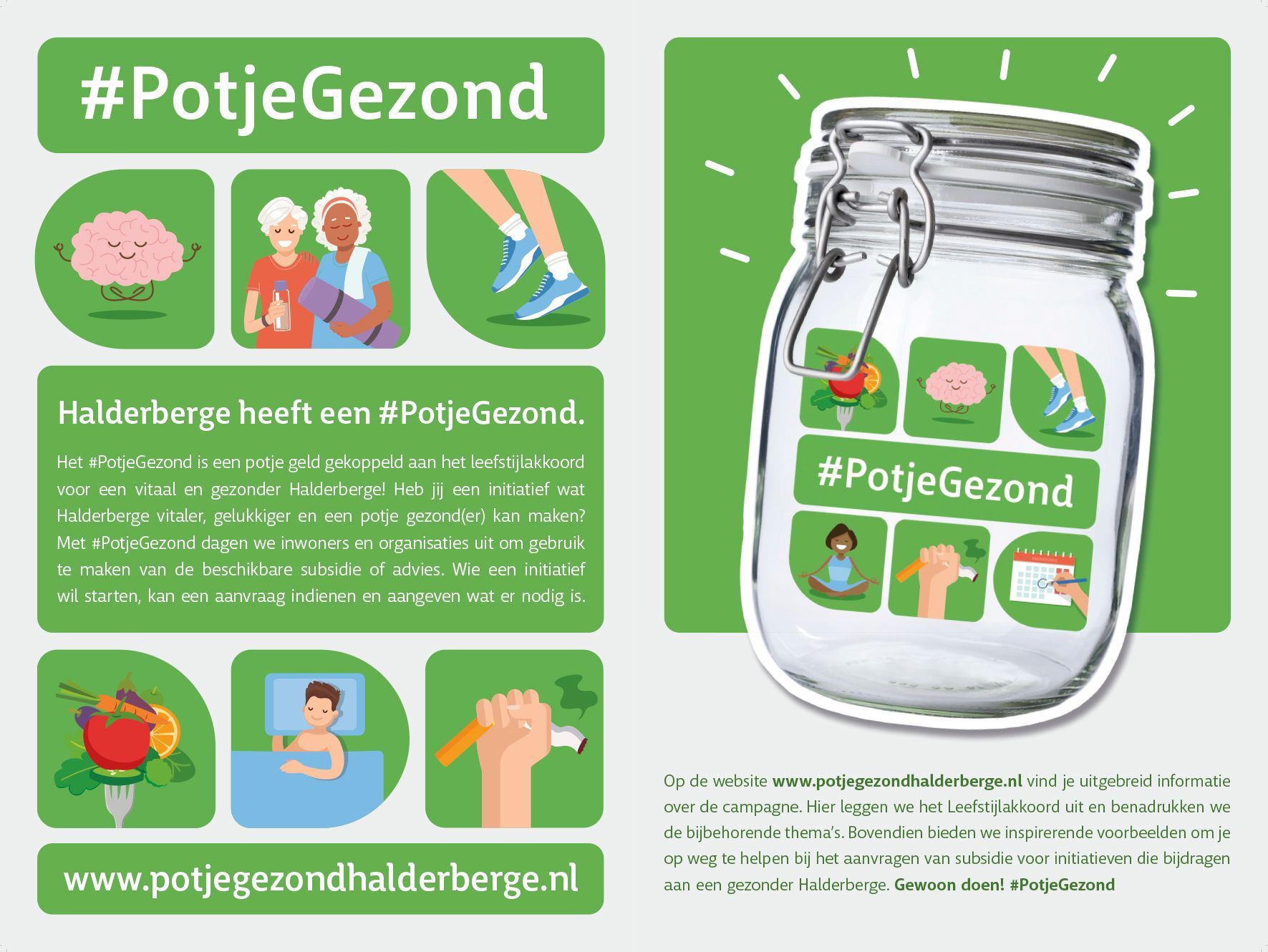 Een poster met een weckpot en verschillende iconen erop.