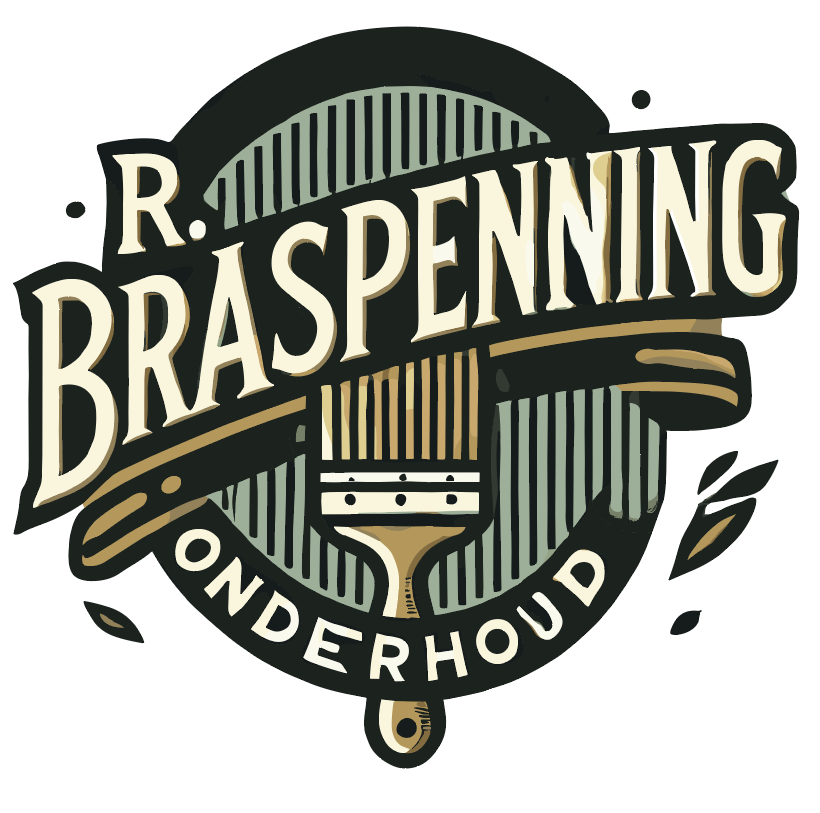 Een logo voor bosvenne met een huis en een rivier op de achtergrond.