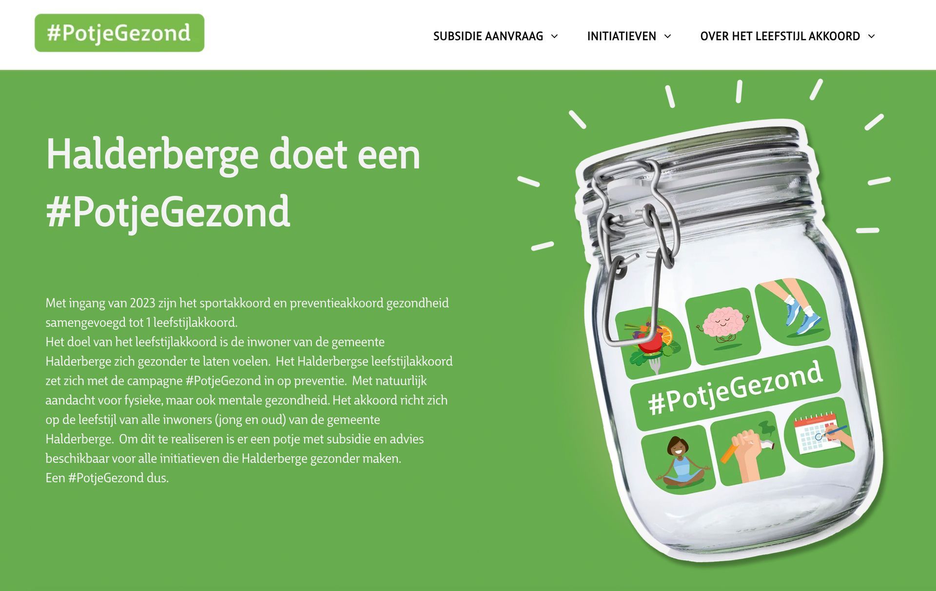 Een screenshot van een website met een pot erop.