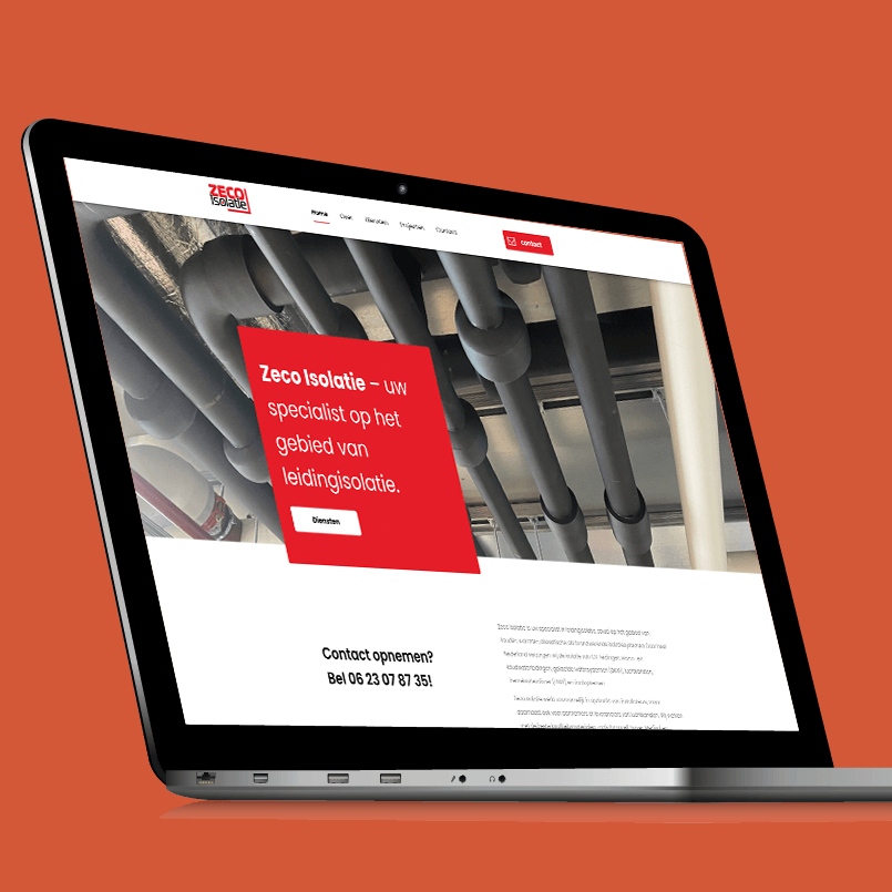 Een laptop staat open voor een website met daarop een afbeelding van pijpen