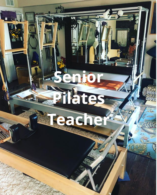 Pilates equipment; text reads 