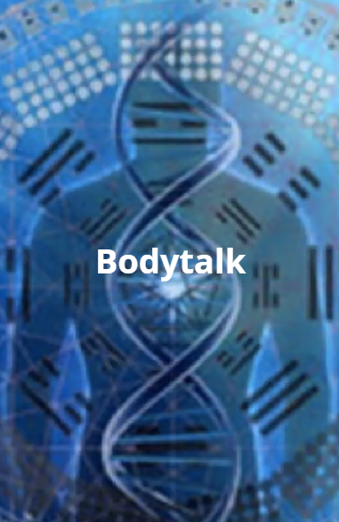 Blue graphic with a human silhouette, DNA helix, and the word 