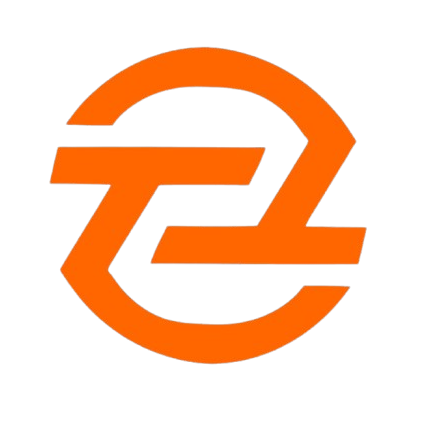 Logotipo estilizado naranja dentro de un círculo: dos formas de 