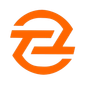 Logotipo estilizado naranja dentro de un círculo: dos formas de 