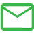 Um ícone de envelope verde sobre um fundo branco.