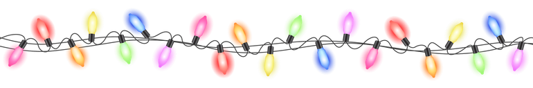 A row of colorful lights on a white background.