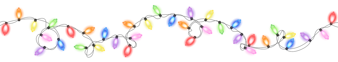 A string of colorful christmas lights on a white background.