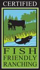 Fish Friendly Ranching certification logo: cows, stream with fish, trees.