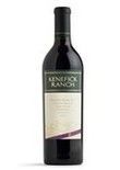 Bottle of Keneffick Ranch red wine. Dark glass, white label with green accents.