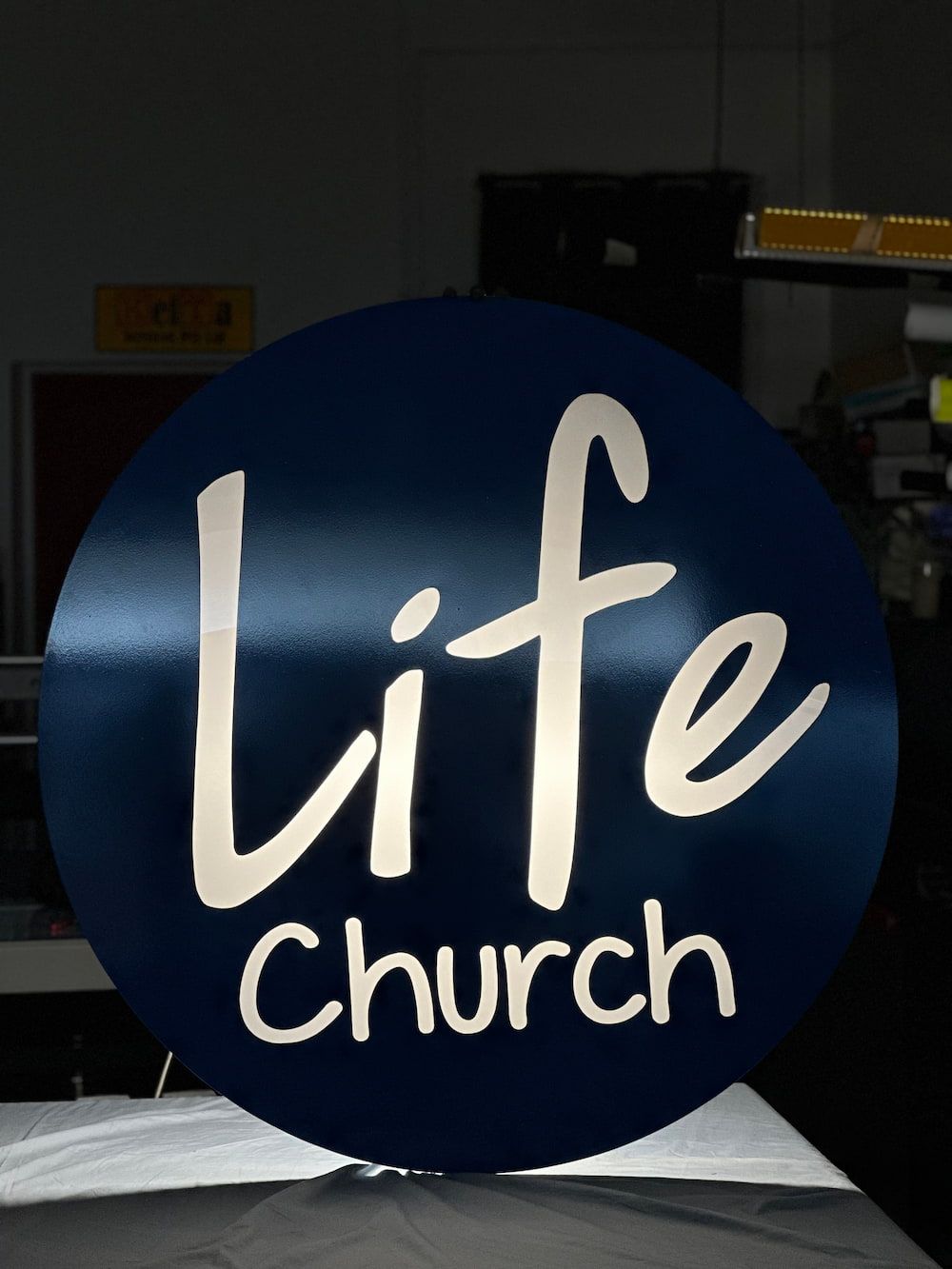 A Blue Sign That Says Life Church on It — Global Signage In Ingham, QLD