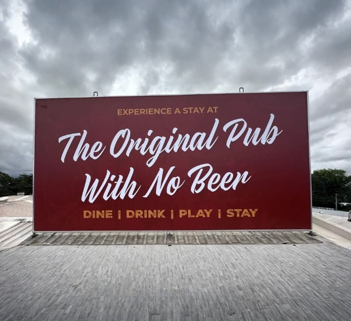 A Large Red Sign That Says the Original Pub With No Beer — Global Signage In Ingham, QLD