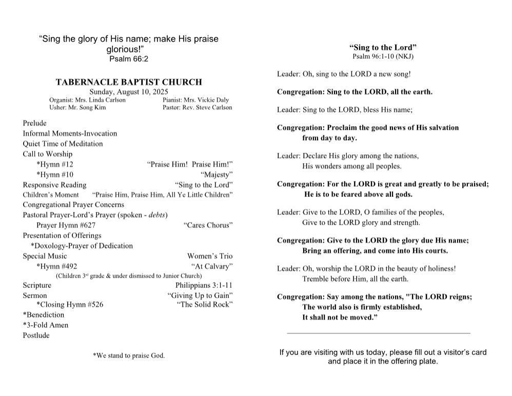 It is a pamphlet for a church service.