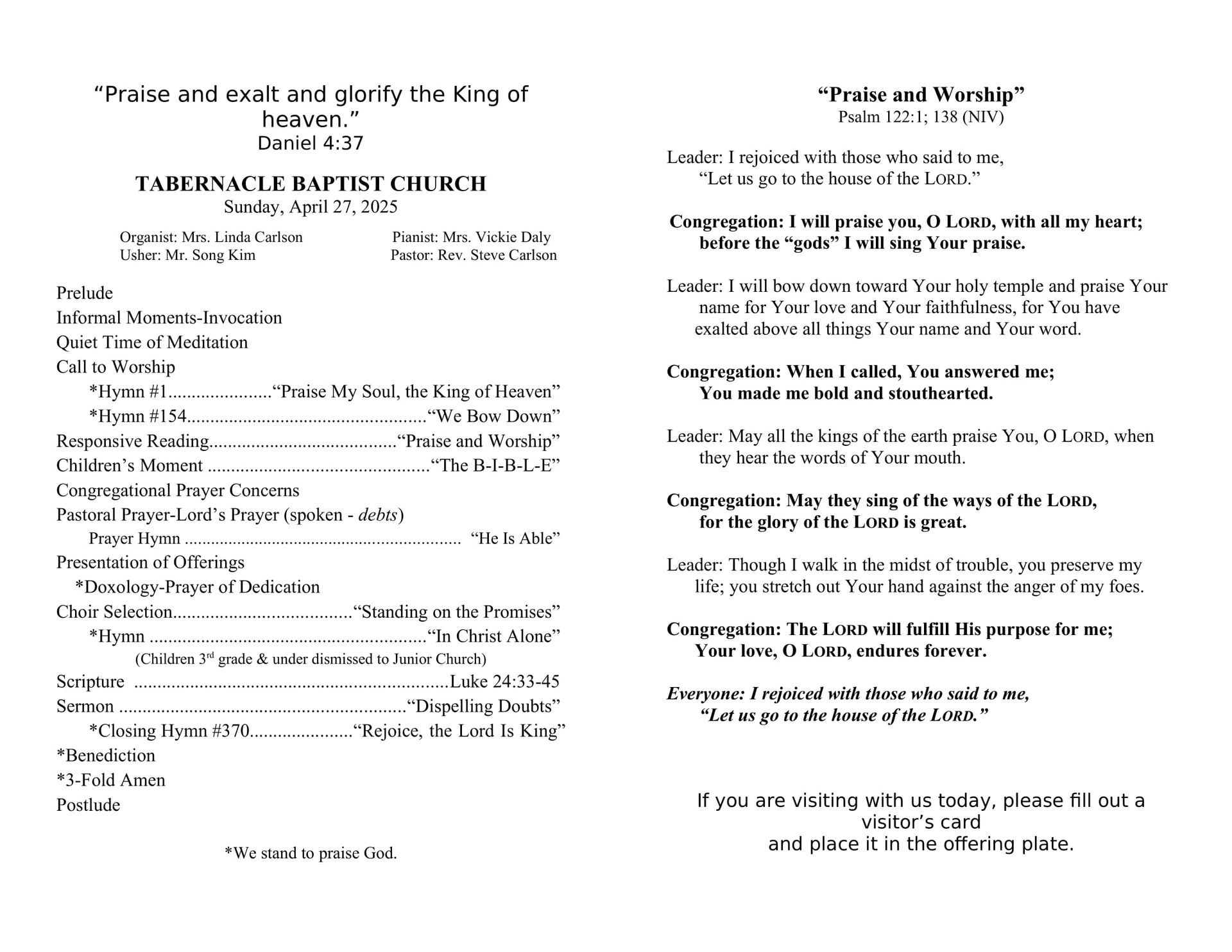 It is a pamphlet for a church service.