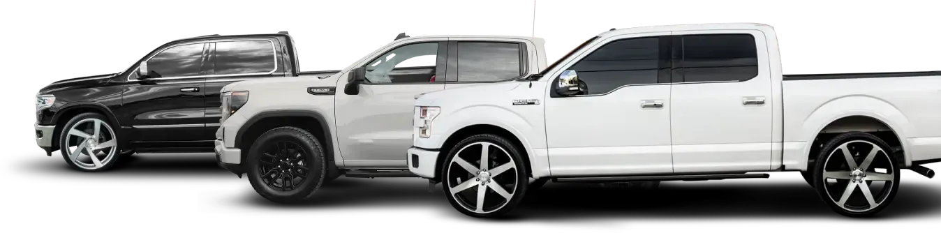 Two White Cars and One White Truck | DMR Diesel Repair, Inc