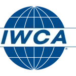 A blue globe with the word iwca on it.
