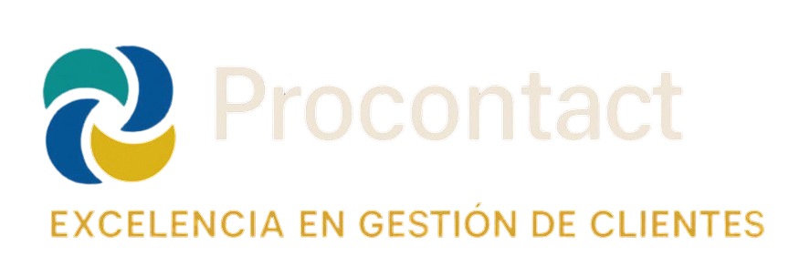 Logotipo de Procontact, empresa de gestión de clientes. Incluye un símbolo en espiral y texto en español.