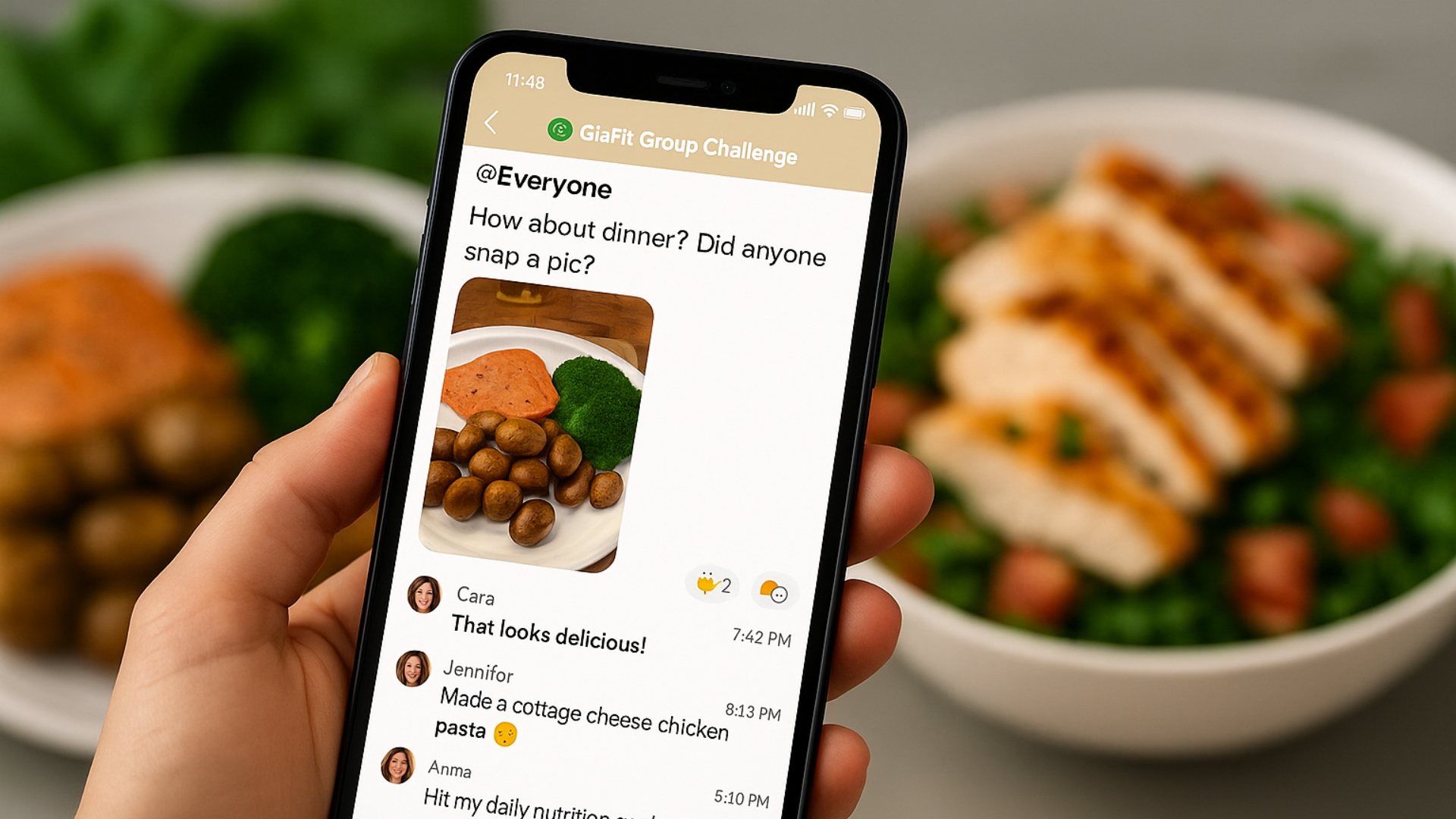 Person holding phone showing a group leaderboard, a soda can in the other hand.