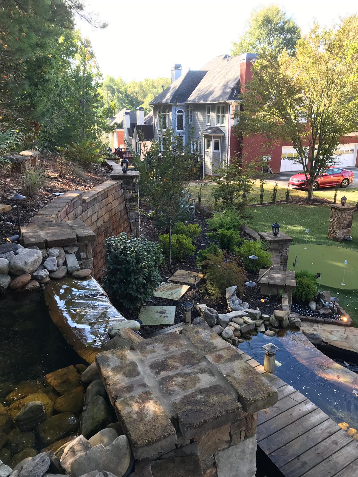Overhead View of Waterfall Landscape — Dawsonville, GA — Dixie Landscapes