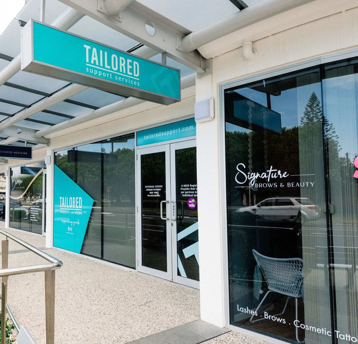 A Store Front With A Sign That Says Tailored Support Services On It — Tailored Support Services Pty Ltd In Maroochydore, QLD