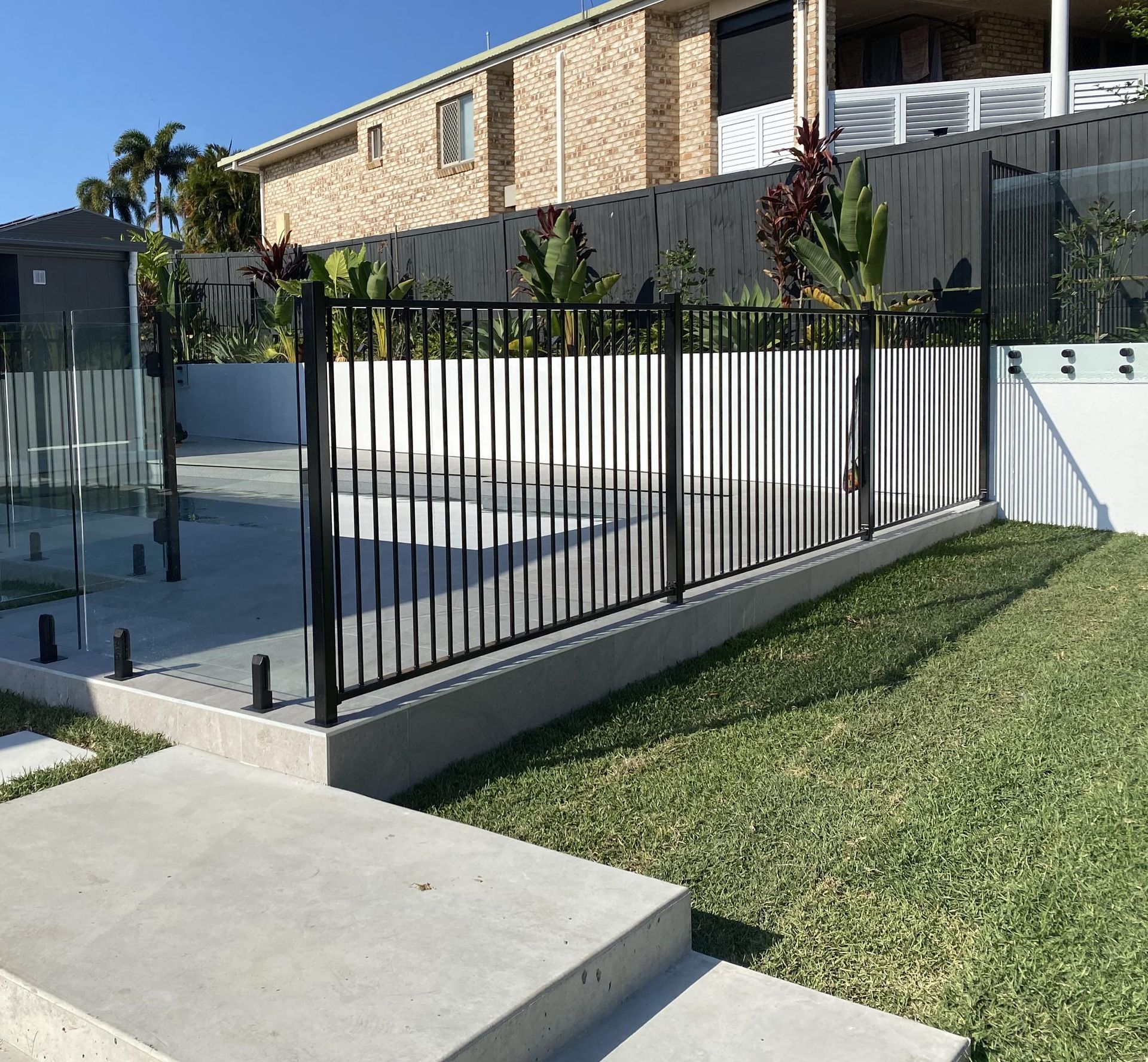 Pool with Aluminum Railing and Glass Fencing — Local Glaziers in Eton, QLD