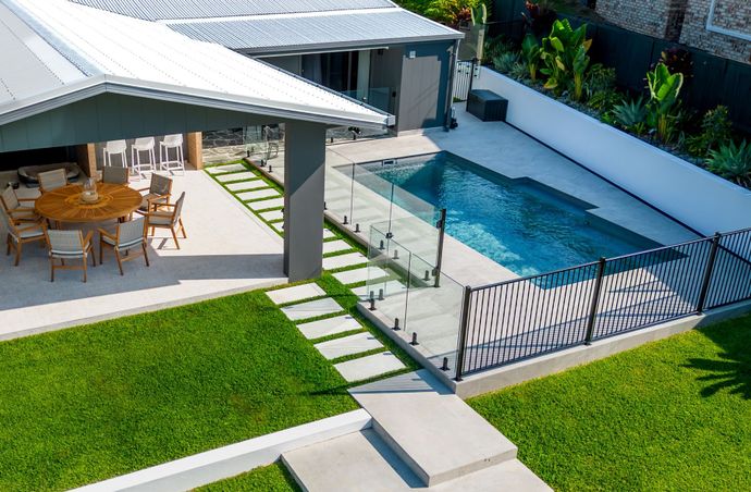 Pool Area With Glass Panel Fencing — Local Glaziers in Eton, QLD