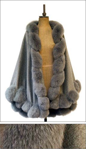 grey fluffy fur cape