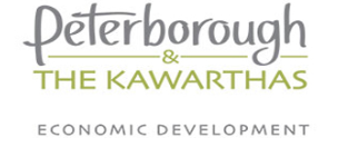 A logo for peterborough and the kawarthas economic development