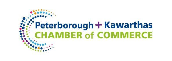 The logo for the peterborough + kawarthas chamber of commerce