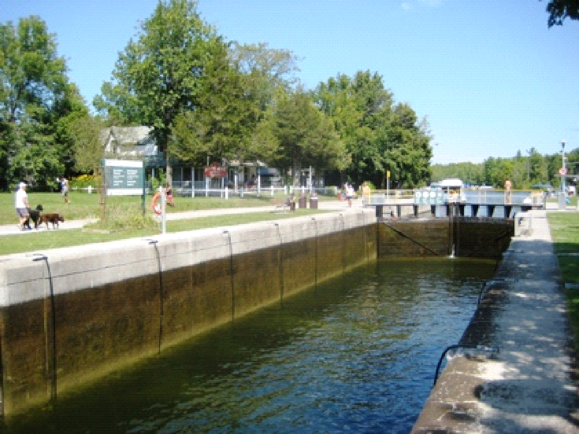 Lock in canal with water