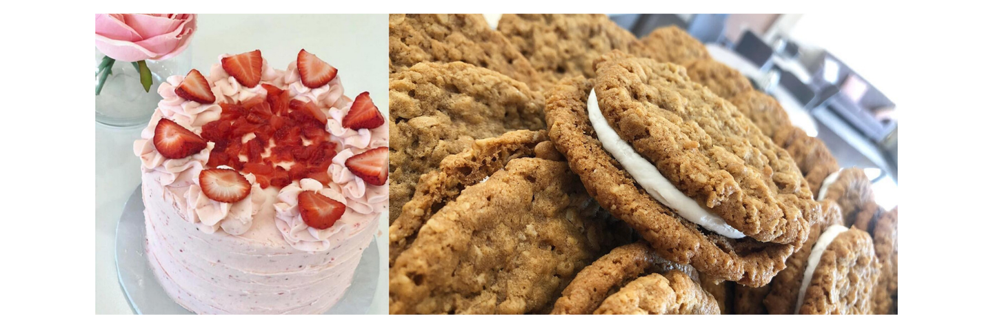 oatmeal cookies and strawberry cake