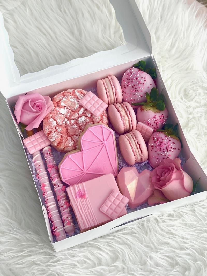 pink assortment of desserts and sweets