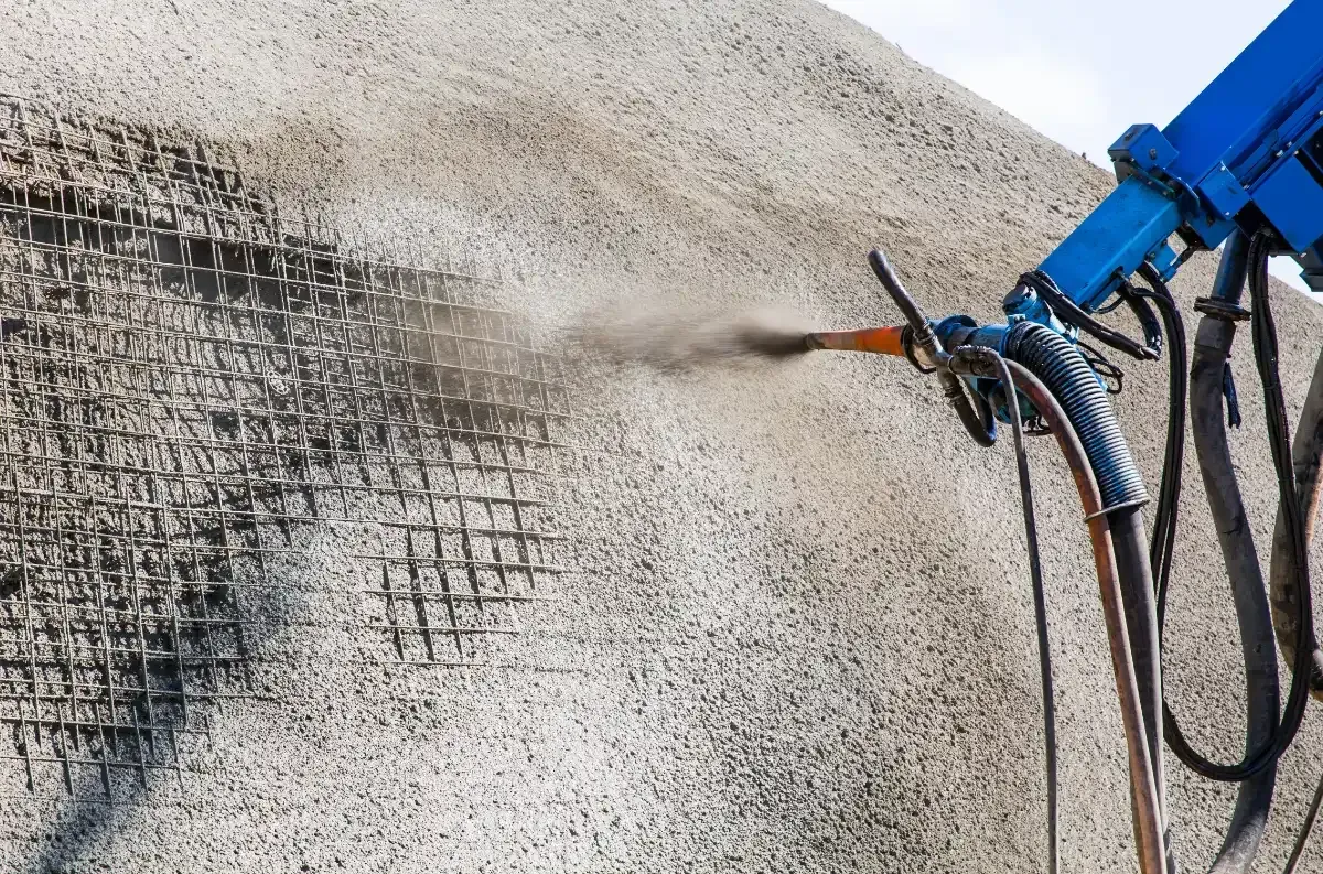 spray concrete over rebar