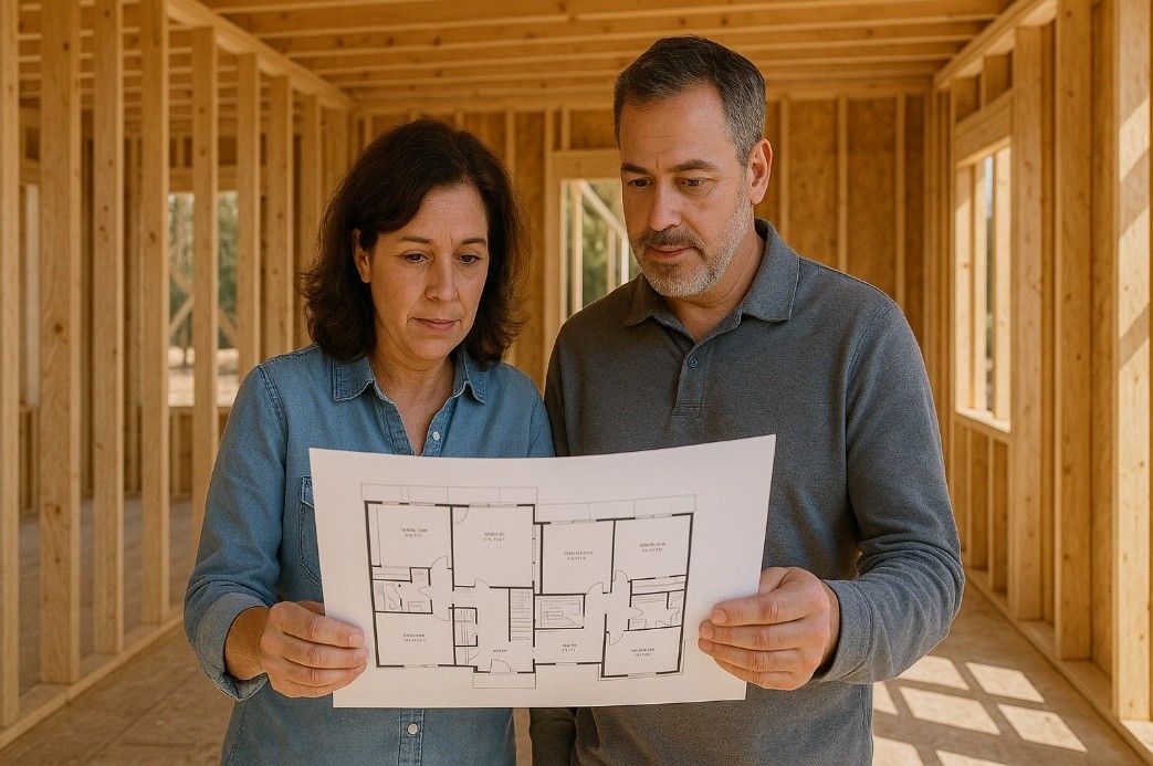 a couple planning for a home-building project