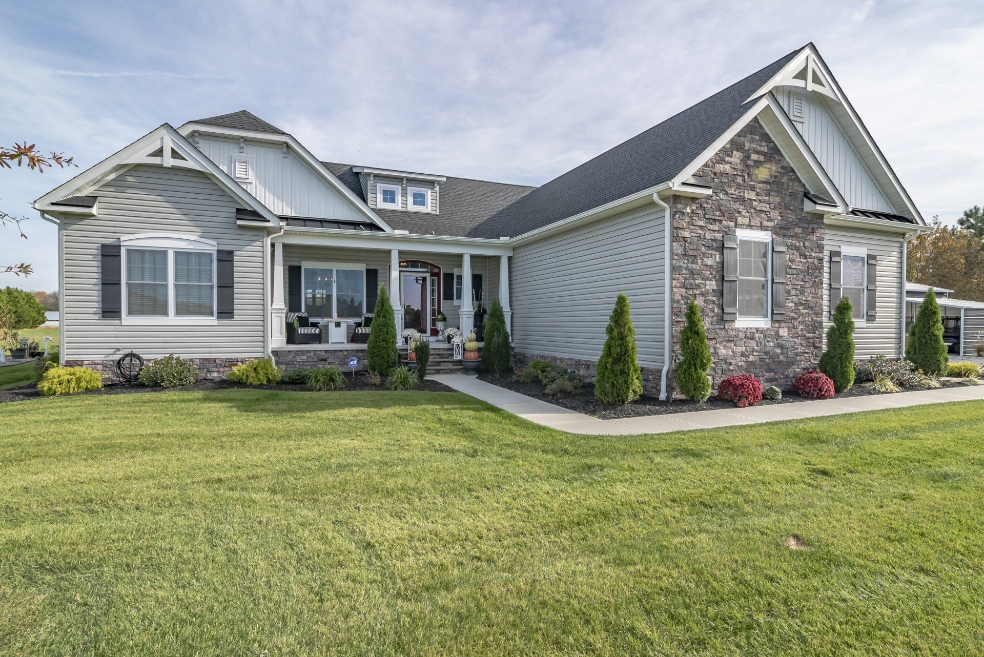 Grey stone home exterior | Exteriors | Bay to Beach Builders | Greenwood, DE 19950