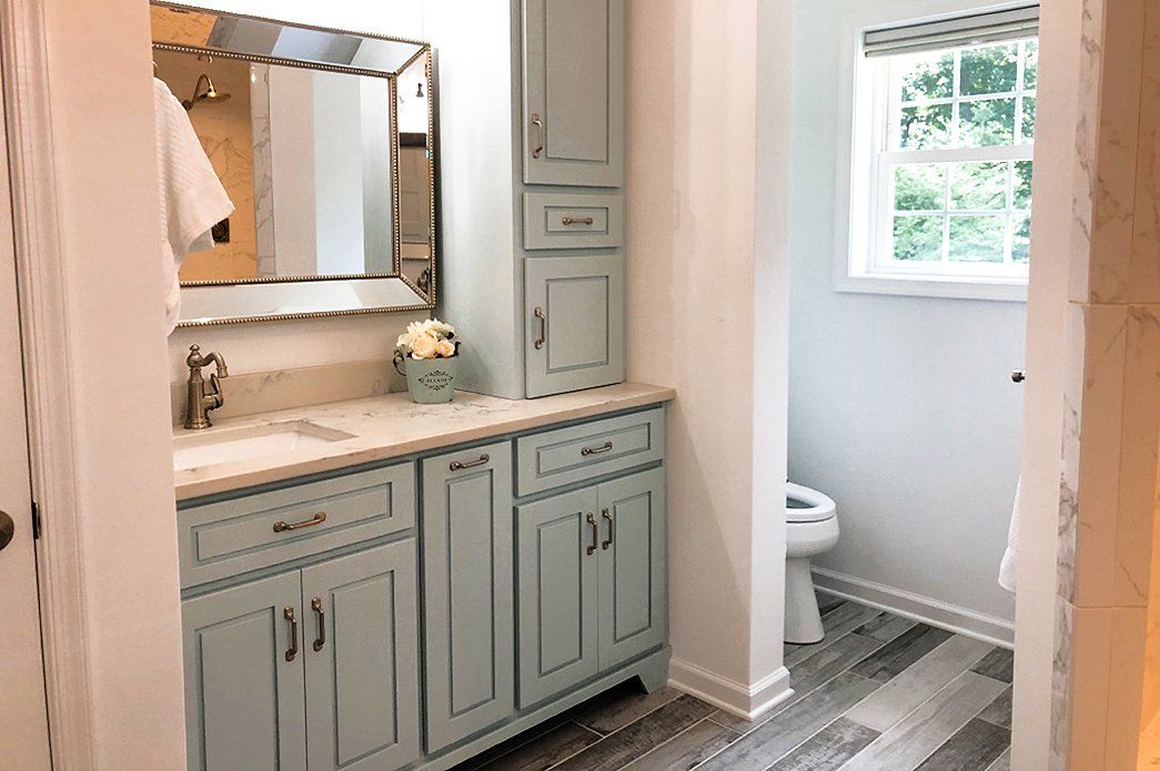 Bathroom vanity with linen cabinet | bathrooms | Bay to Beach Builders | Greenwood, DE 19950