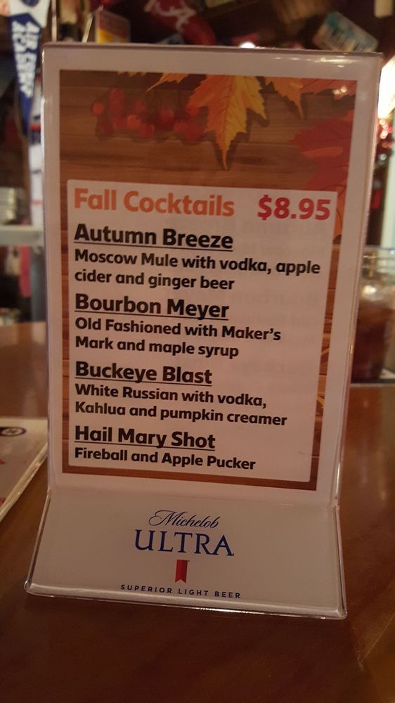 Fall Cocktail Menu — Columbus, OH — Plank's Cafe & Pizzeria