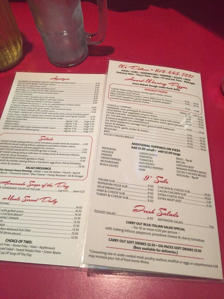 Menu On Table — Columbus, OH — Plank's Cafe & Pizzeria