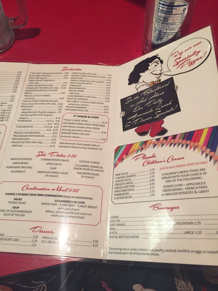 Menu Book — Columbus, OH — Plank's Cafe & Pizzeria