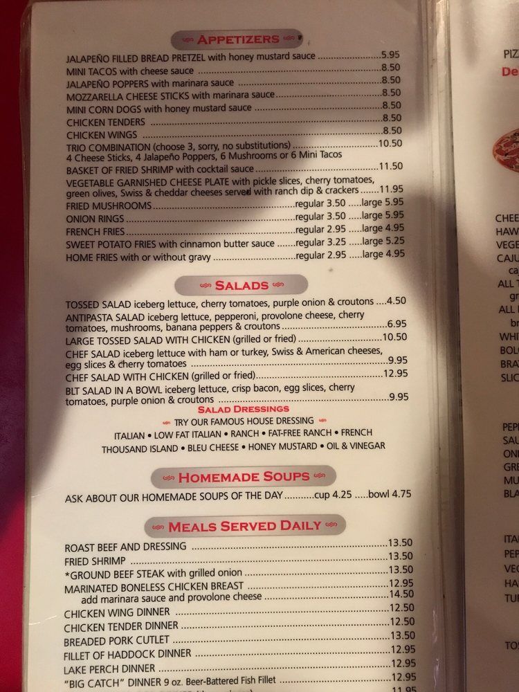 Menu — Columbus, OH — Plank's Cafe & Pizzeria
